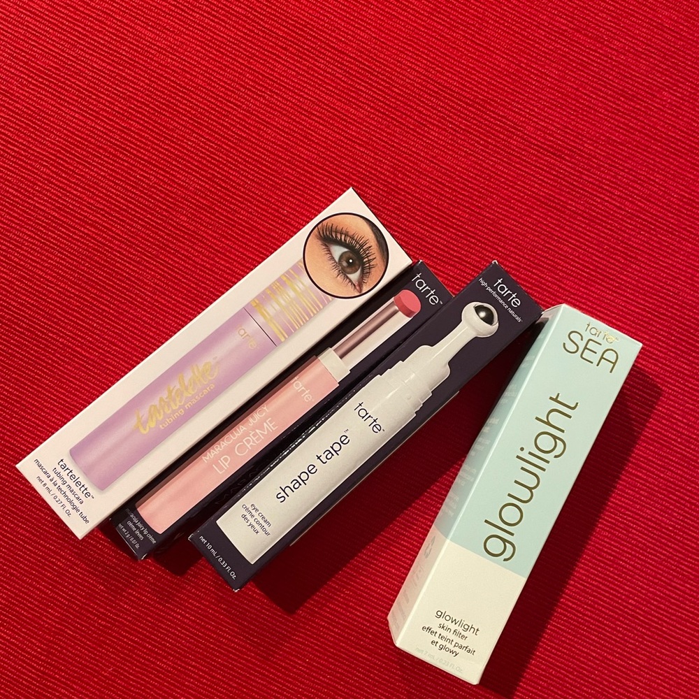 Tarte Tubing Mascara, Eye Cream, Lip Creme, Glowlight Filter Make Up Set